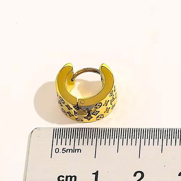 Gold Plated Four Leaf Hoop Luxury Huggies’ Minimalist Earrings - Picture 7 of 7